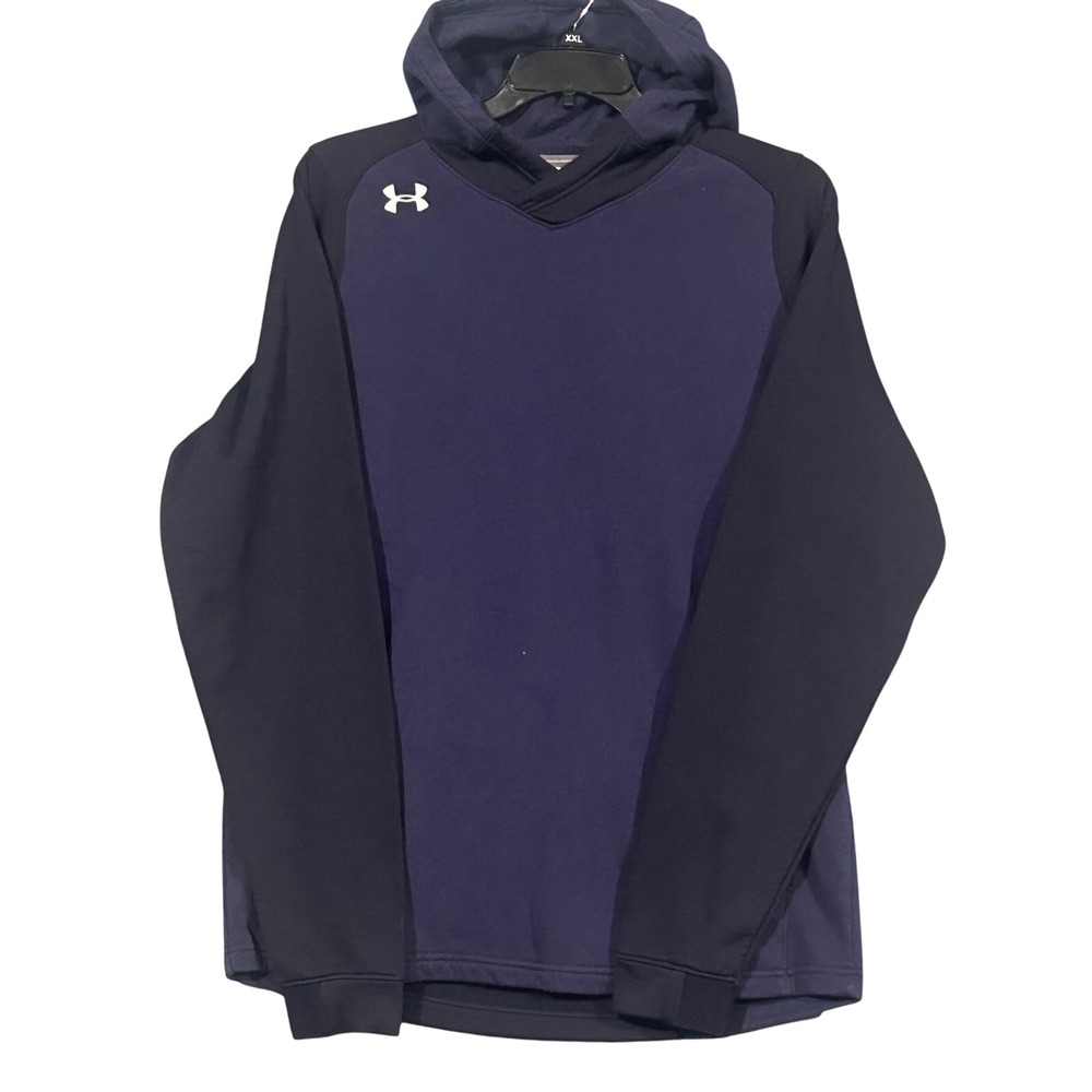 Under Armour ColdGear Mens Large Tall Navy Blue Colorblock Fleece Hoodie